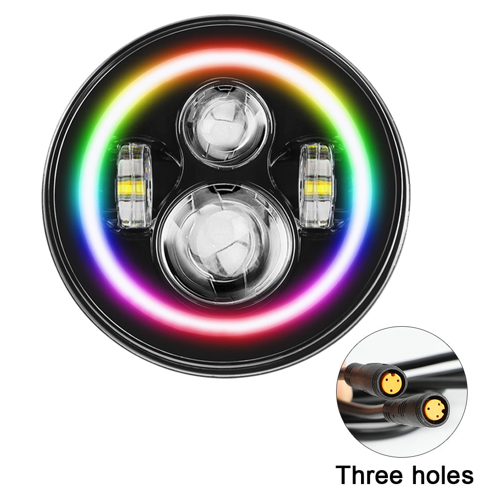 1 PCS 7"Rotating RGB Halo LED Headlight (3 Pin Orange)