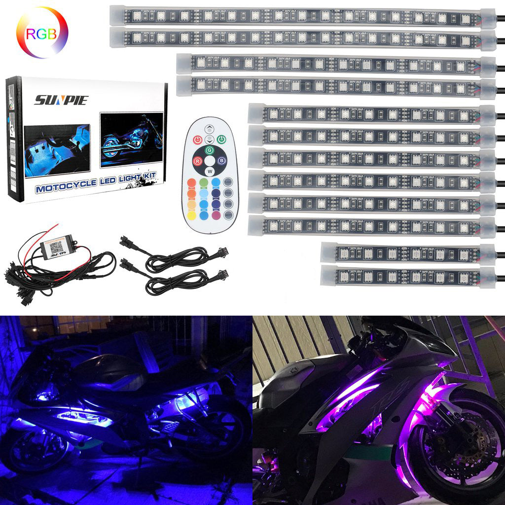 Universal Motorcycle LED strip Light Kit with Bluetooth Remote