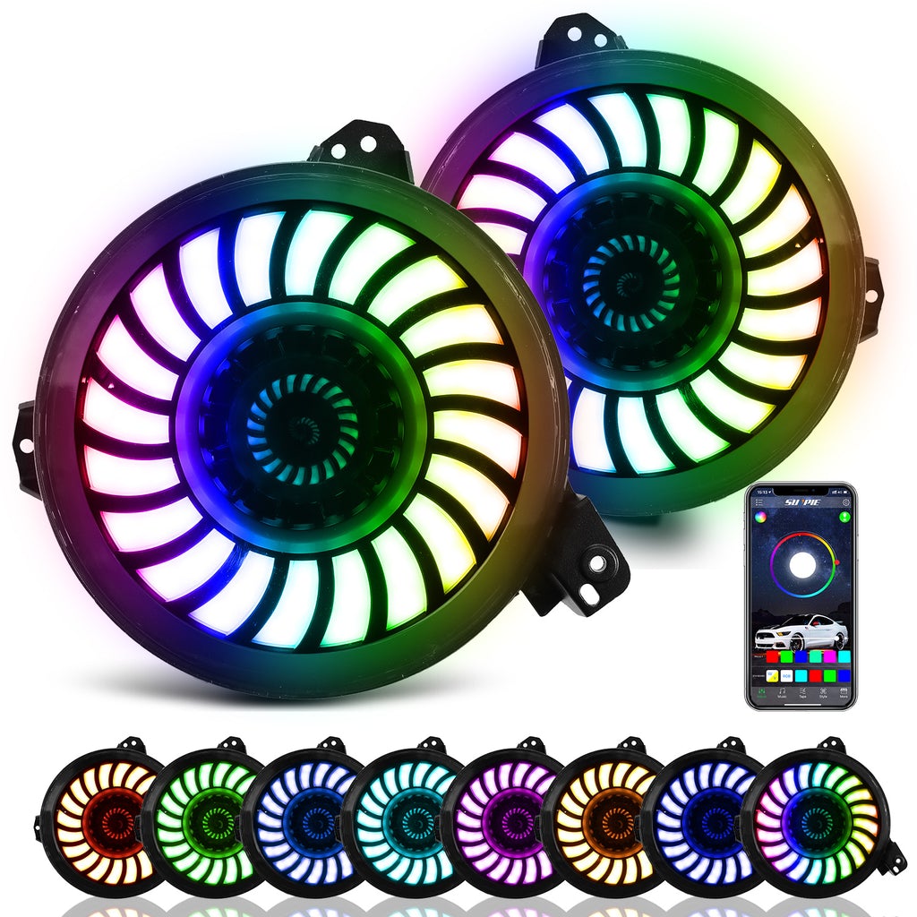 9" Rotating Series 3D LED Lens Halo Headlights + 4" Rotating Series Fog Lights Combo Kit for 2018-2026 Jeep Wrangler JL JLU 4xe & Jeep Gladiator JT