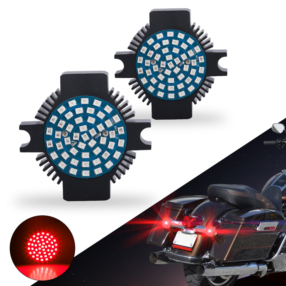 Flat Style 1156 Rear LED Turn Signal Inserts for Harley Davidson - Brilliant Red (Pair)