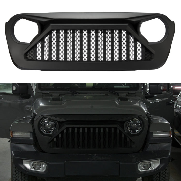 Jeep Wrangler JL & Unlimited Front Mesh Grille Matte Black for 2018 2019 Sport Sahara Rubicon