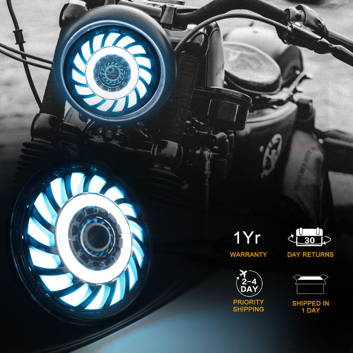 5-3/4 5.75" RGBW LED Headlights with Mobile APP & Remote for Harley Davidson
