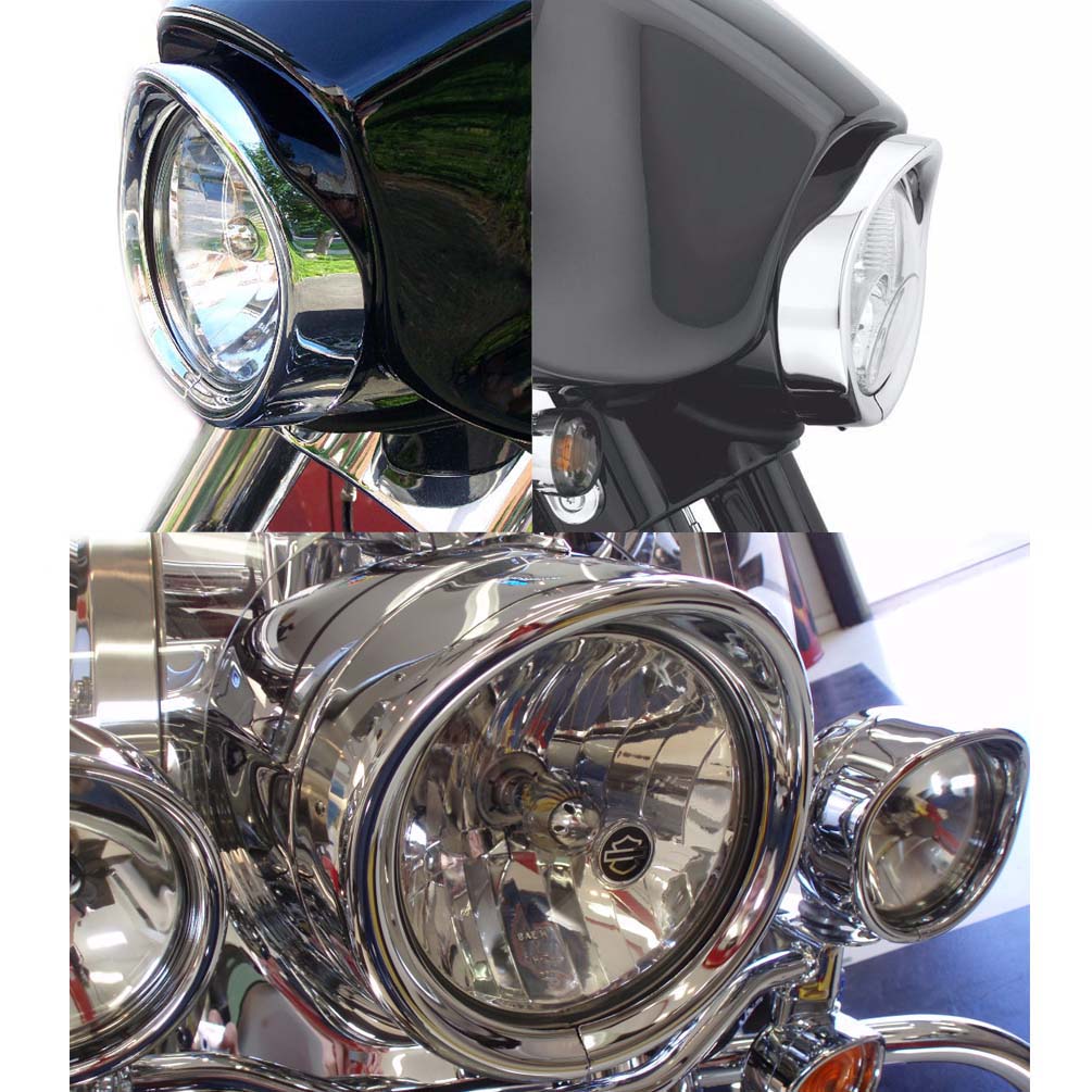 7Inch Harley Headlight Chrome/Black Ring, 7" Motorcycle Head Lamp Trim Rings Visor Type Decorate Ring