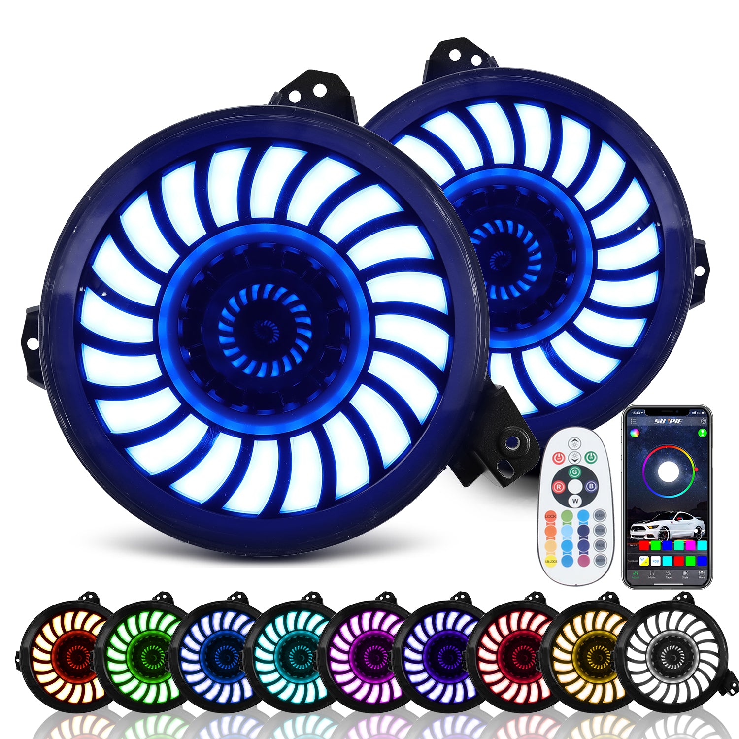 9 inch RGBW Series 3D LED Lens Halo LED Headlights with Turn Signal for 2018-2026 Jeep Wrangler JL JLU 4xe & Jeep Gladiator JT (2pcs/set)