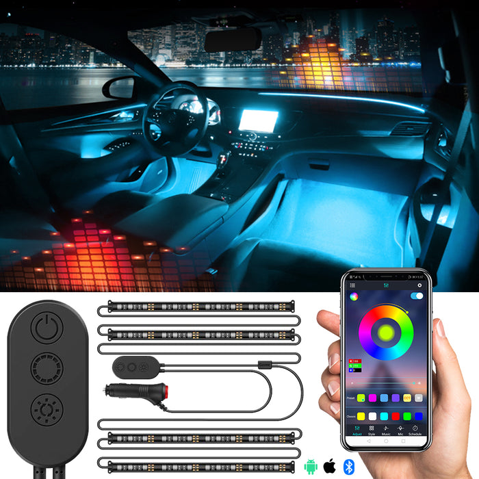 Sunpie Car Interior & Strips Lights with App and Remote Control Waterproof LED Atmosphere Car Lights Come with 48 LED Chip 8.8ft Length Indoor Lights