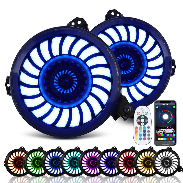 9" RGBW 3D LED Lens Halo Headlights + 4" RGBW Fog Lights Combo Kits for 2018-2025 Jeep Wrangler JL JLU & Jeep Gladiator JT
