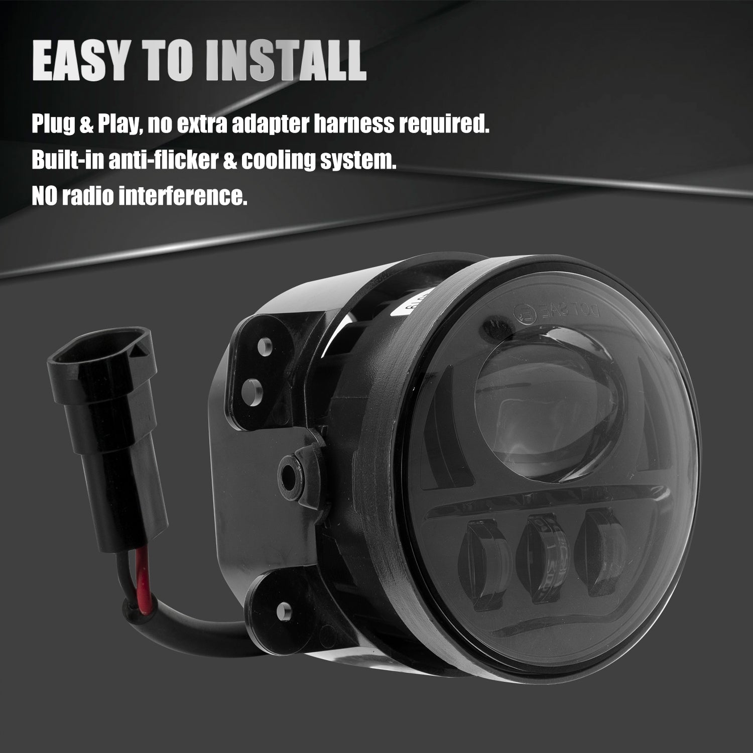 4 inch Blcak/Chrome 3D Lens 45W LED Fog Lights for 2007-2018 Jeep Wrangler JK JKU (2pcs/set)