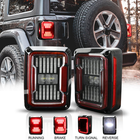 2007-2018 Jeep Wrangler JK JKU Lens LED Tail Lights (2pcs/set)