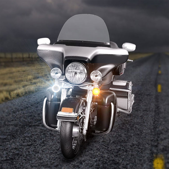 (2pcs/set) 1157 LED Insert Turn Signal Lights Flat Style for Electra Glide Road King, Pack of 2, White and Amber