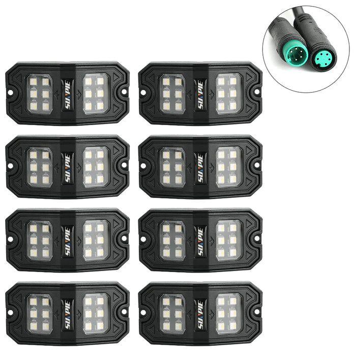 Sunpie 8PCS RGBW Rectangle LED Rock Lights Bluetooth & Remote Controller