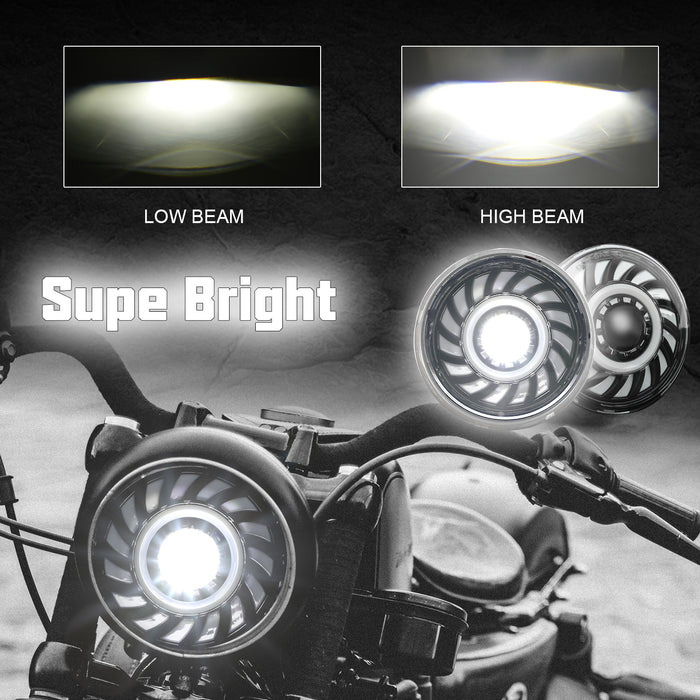 5-3/4 5.75" RGBW LED Headlights with Mobile APP & Remote for Harley Davidson