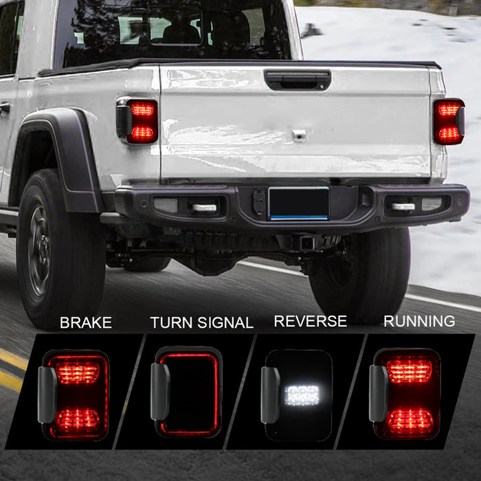 Smoked Jeep Gladiator LED Tail Lights Compatible for 2019-2024 Jeep Gladiator JT (Pair)