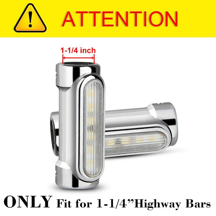 Motorcycle Chrome Highway Bar Switchback Driving Light White DRL Amber Turn Signals