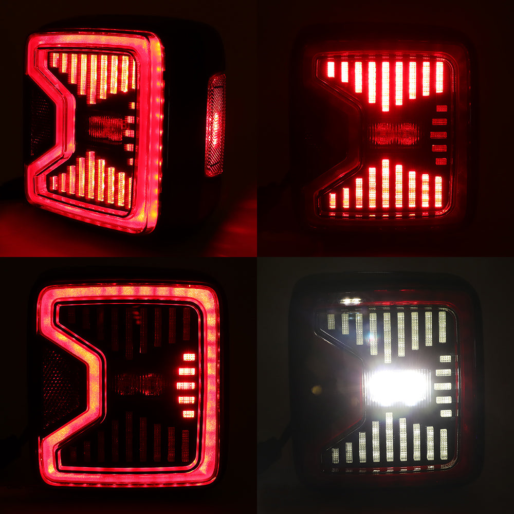 Smoked LED Tail Lights for 2018-2026 Jeep Wrangler JL JLU & 4xe - Ultra Bright Brake & Reverse Light Assembly (Pair)