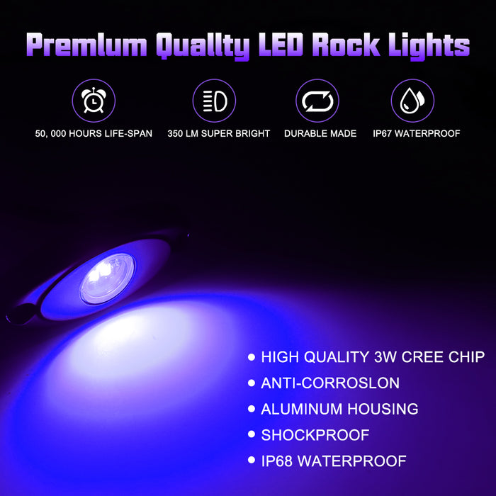 Sunpie 6 pod LED Rock Lights Kit for Off Road Jeep Truck Car ATV SUV (5 Colors Available)