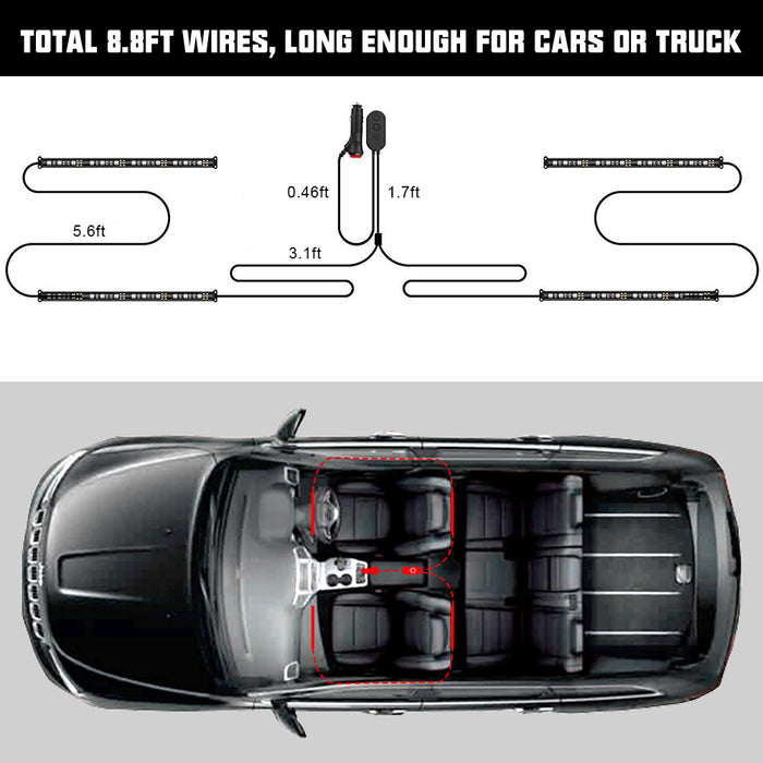 Car Interior & Strips Lights with App and Remote Control Waterproof LED Atmosphere Car Lights Come with 48 LED Chip 8.8ft Length Indoor Lights