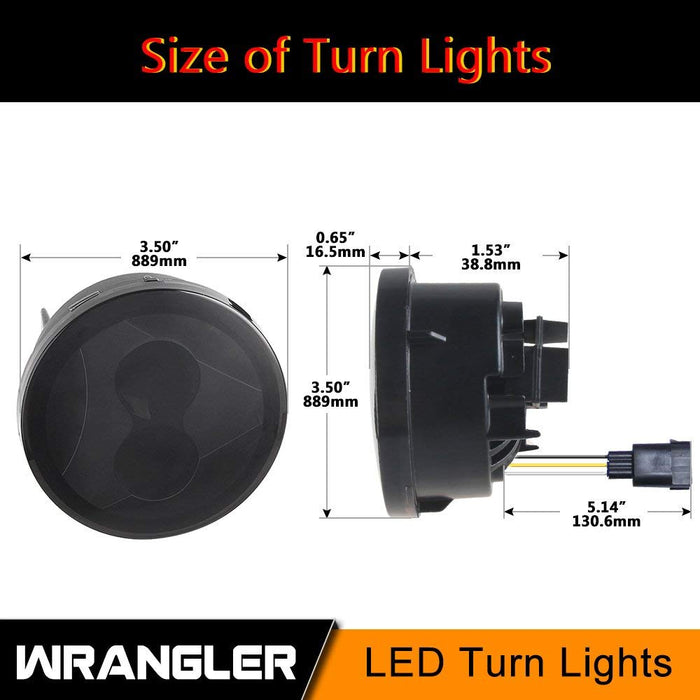 Smoked Front LED Turn Signal Lights for 07-18 Jeep Wrangler JK JKU (Pair)