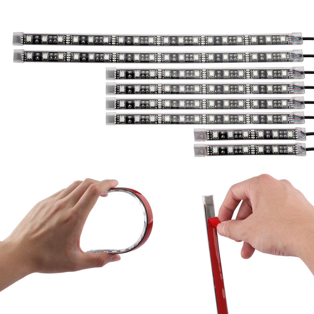 Universal Motorcycle RGB LED Light Kit with Dual Remotes (Advanced Rectangular Controller & 4-Key Keychain)