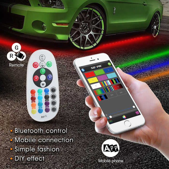 Multi-color RGB LED strip neon lights kit with APP & remote control for cars