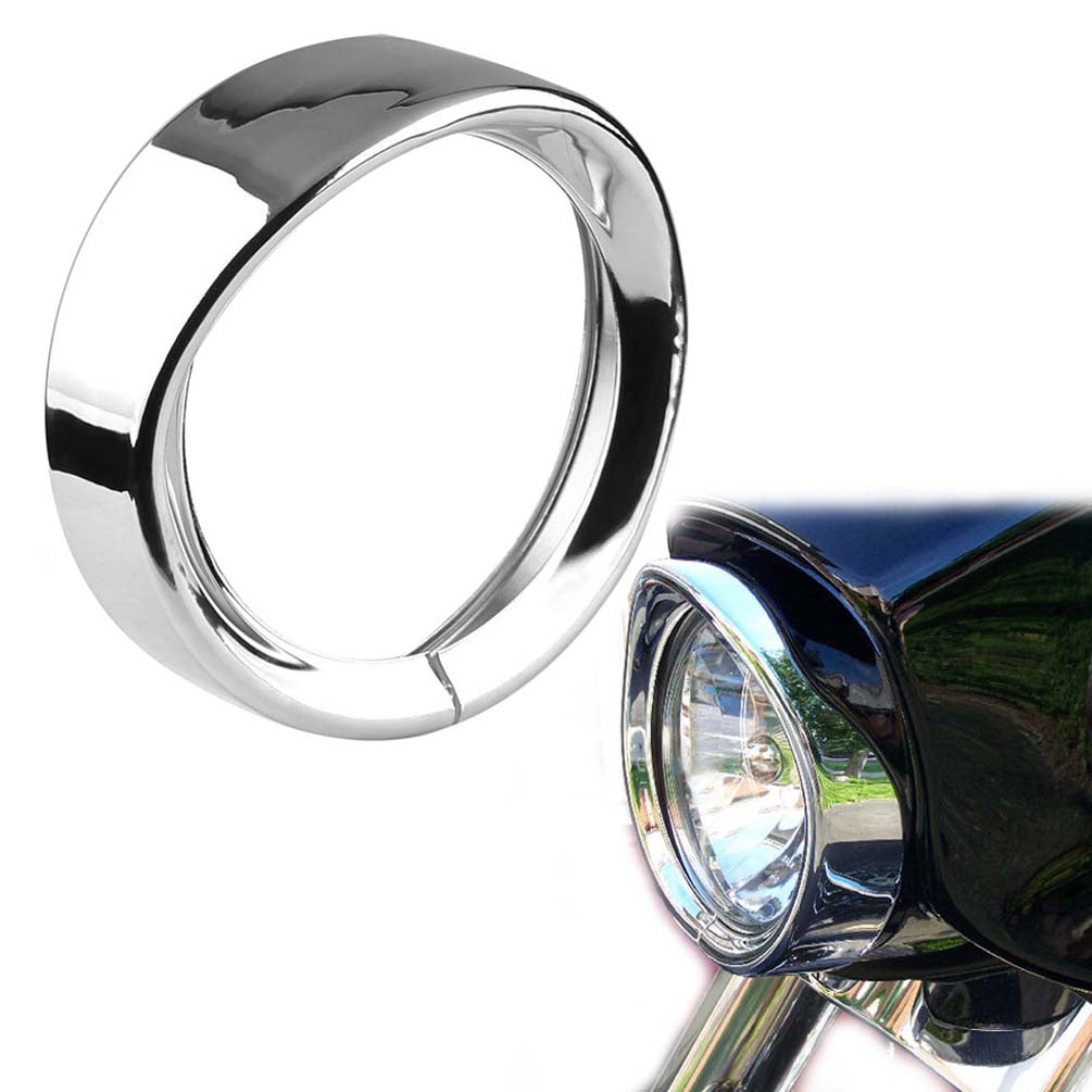 7Inch Harley Headlight Chrome/Black Ring, 7" Motorcycle Head Lamp Trim Rings Visor Type Decorate Ring