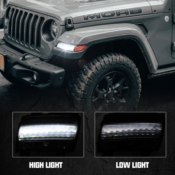 LED Fender Flare Marker Lights for 2018-2024 Jeep Wrangler JL/JLU and Jeep Gladiator