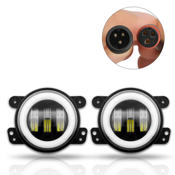 (2pcs/set) 4" Cree RGB Halo Rotating LED Fog Lights for 2007-2018 Jeep Wrangler JK