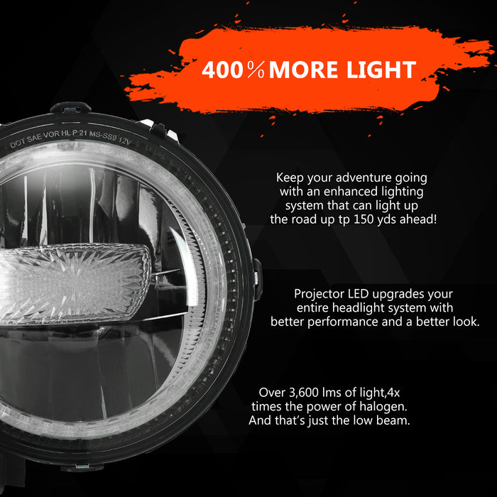 9 inch DOT White Halo DRL LED Headlights For 2018-2024 Jeep Wrangler JL/JLU & Jeep Gladiator JT (2Pcs/Set)