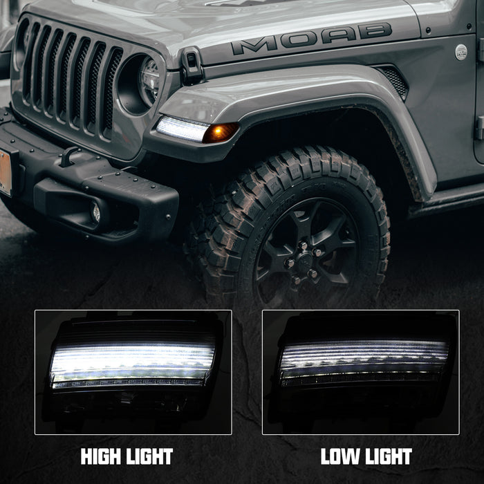 LED Fender Lights and Side Marker Lights (DOT) with Turn Signal Function for 2018-2024 Jeep Wrangler JL/JLU and Jeep Gladiator