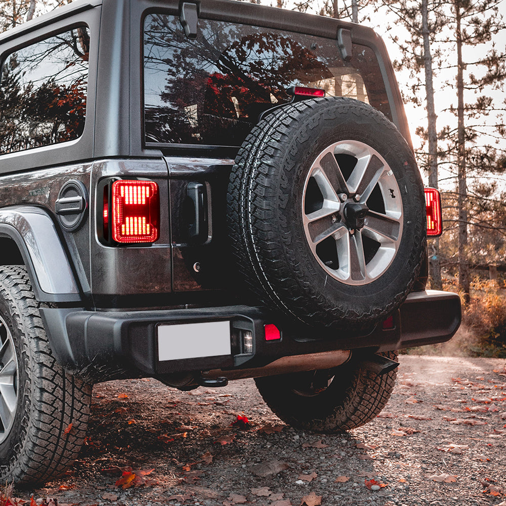 Smoked LED Tail Lights for 2007-2018 Jeep Wrangler JK - High Brightness Reverse Light, Plug & Play Replacement (Pair)