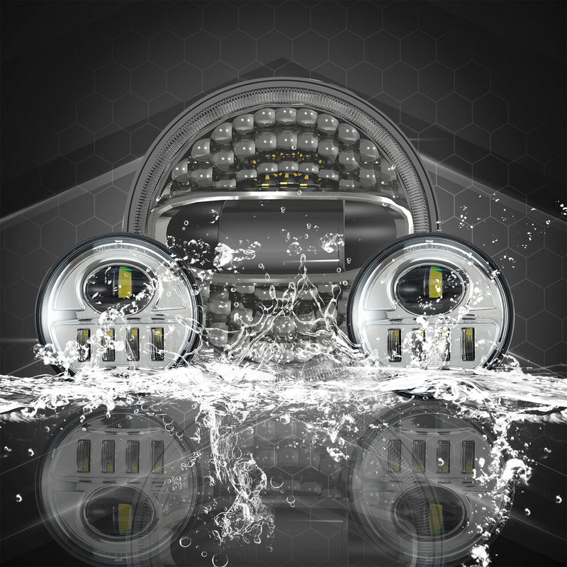 SUNPIE LED Headlight and Auxiliary Light Combo for Harley Davidson
