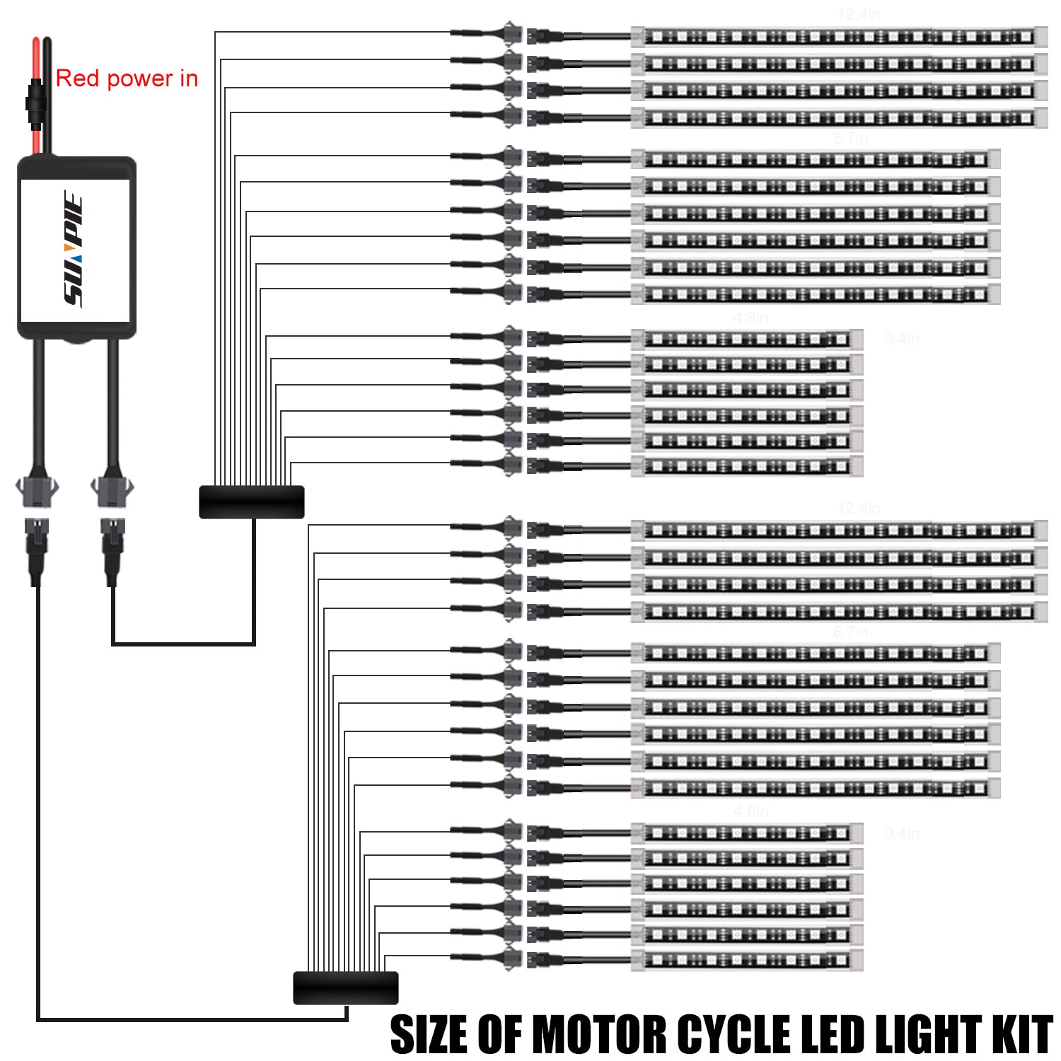 Universal Motorcycle RGB LED Light Kit with Dual Remotes (Advanced Rectangular Controller & 4-Key Keychain)