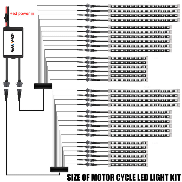 SUNPIE 16/18Pcs Motorcycle LED Light Kit Strips Multi-Color Accent Glow Neon Ground Effect Atmosphere Lights Lamp with Wireless Remote Controller for Harley Honda Kawasaki Suzuki