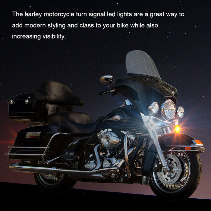 (2pcs/set) 1157 LED Insert Turn Signal Lights Flat Style for Electra Glide Road King, Pack of 2, White and Amber