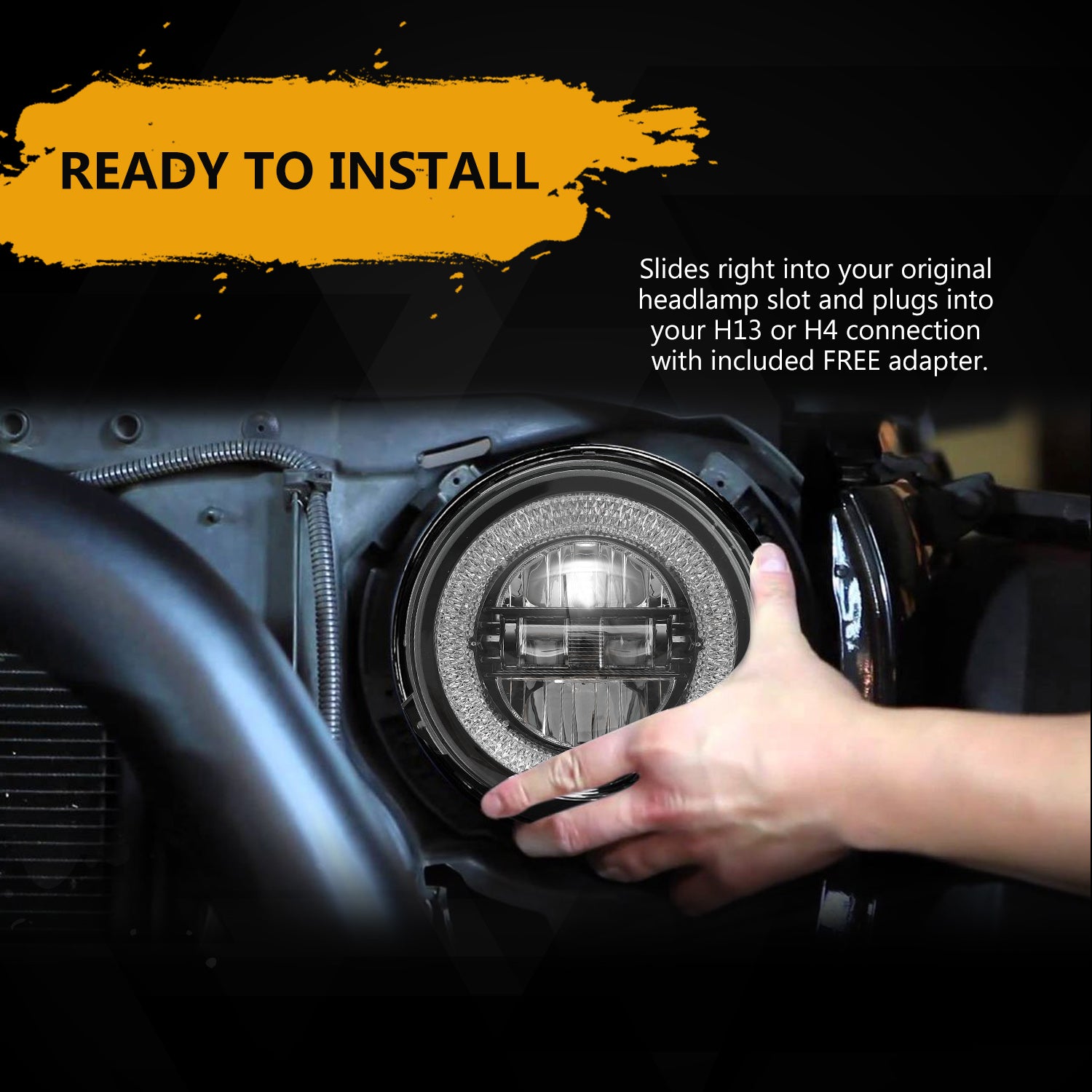 9 inch Diamond Series RGB Halo LED Headlight for 2018-2026 Jeep Wrangler 4xe JL/JLU (2 Doors/4 Doors) & Jeep Gladiator JT (2Pcs/Set)