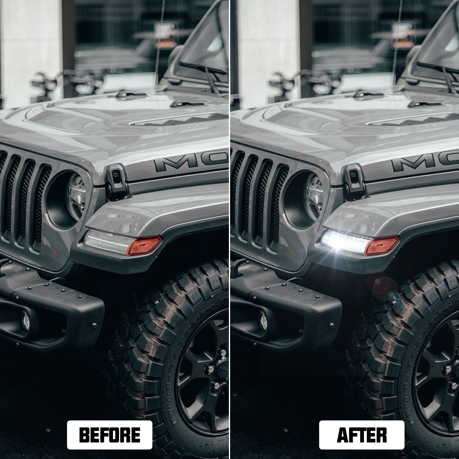 LED Fender Flare Marker Lights for 2018-2026 Jeep Wrangler JL JLU 4xe & Gladiator JT