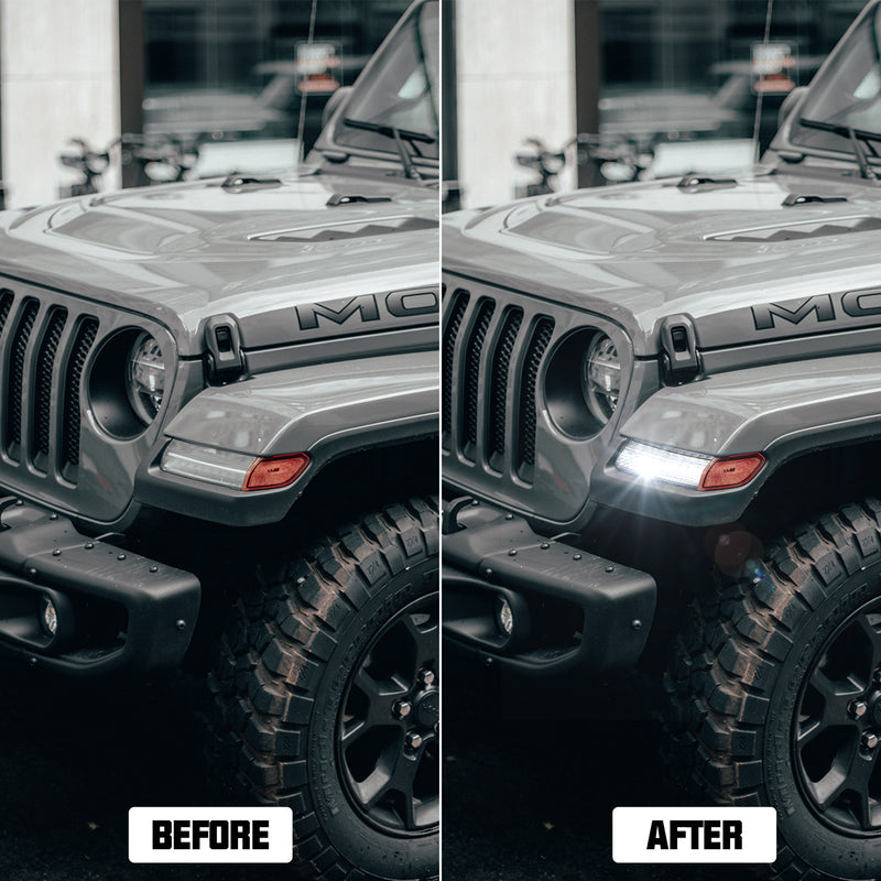 LED Fender Flare Marker Lights for 2018-2025 Jeep Wrangler 4xe JL/JLU and Jeep Gladiator