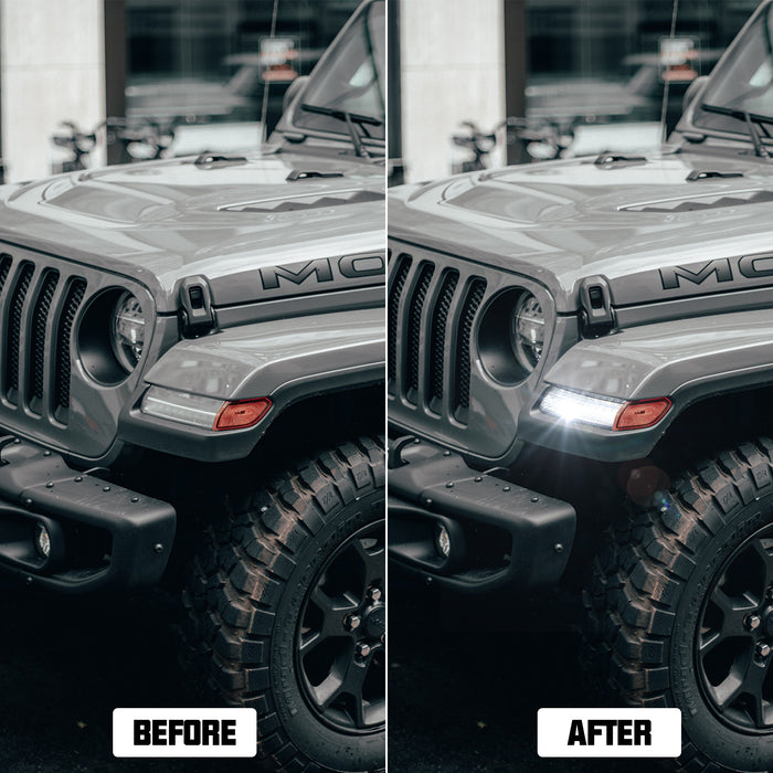 LED Fender Flare Marker Lights for 2018-2024 Jeep Wrangler JL/JLU and Jeep Gladiator