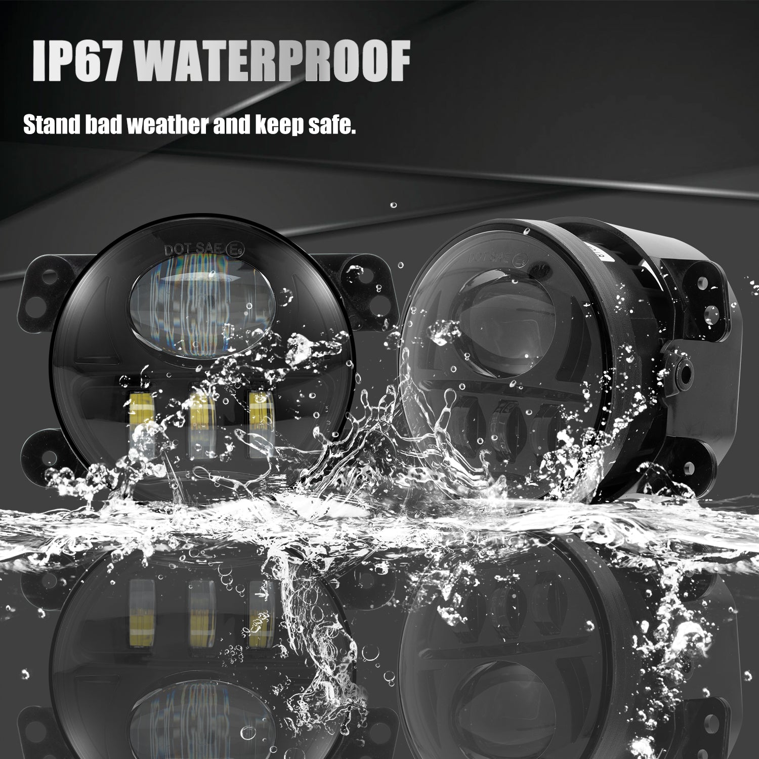 4 inch Blcak/Chrome 3D Lens 45W LED Fog Lights for 2007-2018 Jeep Wrangler JK JKU (2pcs/set)