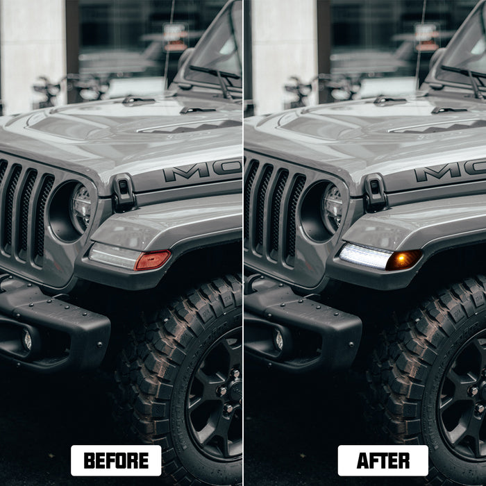 LED Fender Lights and Side Marker Lights (DOT) with Turn Signal Function for 2018-2024 Jeep Wrangler JL/JLU and Jeep Gladiator