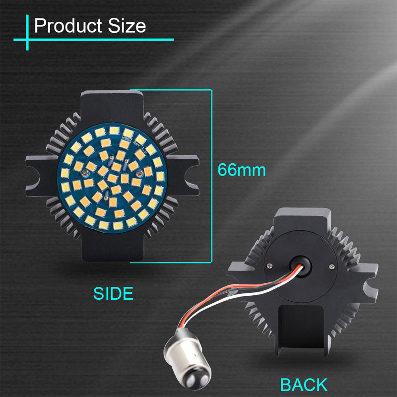 Flat Style 1157 Front LED Turn Signal Inserts for Harley Davidson - White/Amber Switchback (Pair)