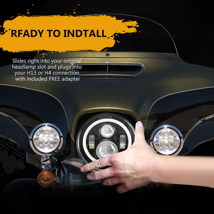 7 inch 36W RGBW LED Headlights with Halo Angel Eye for Harley-Davidson