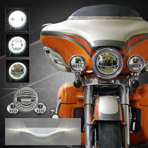 SUNPIE LED Headlight and Auxiliary Light Combo for Harley Davidson