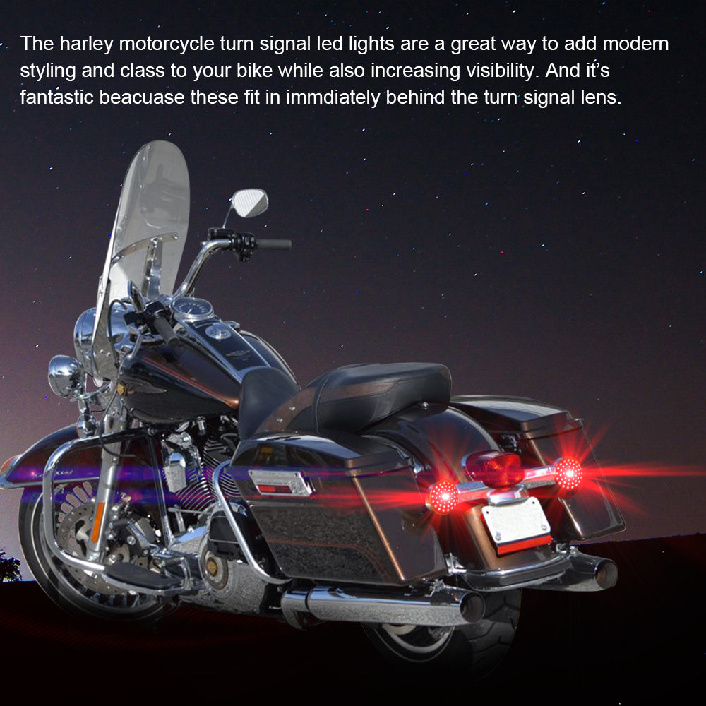 Flat Style 1156 Rear LED Turn Signal Inserts for Harley Davidson - Brilliant Red (Pair)