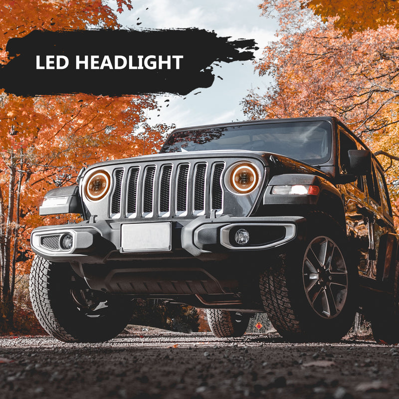 9" RGB-W Halo LED Headlights for 2018-2025 Jeep Wrangler 4xe JL & Jeep Gladiato JT (2pcs/set)