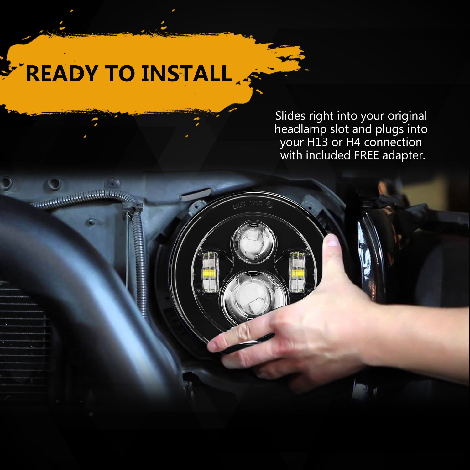 Sunpie 7 inch Black Style Daymaker LED Headlight for Jeep Wrangler JK TJ LJ