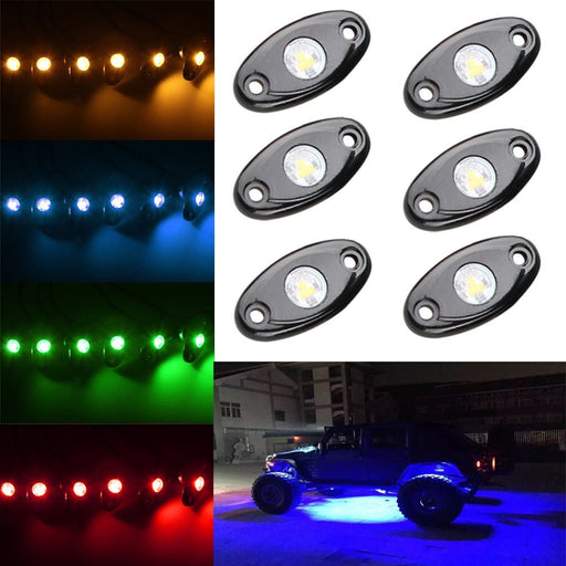 LED Rock Light Kits with 6 pods Lights for Off Road Truck Car ATV SUV - Sunpie