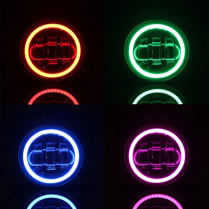 4" CREE LED Fog Lights with RGB Halo Angle Eyes - Sunpie