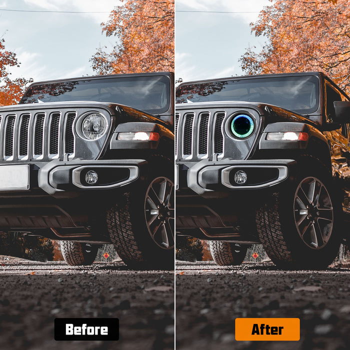 9 inch Diamond Series RGB Halo LED Headlight for 2018-2025 Jeep Wrangler 4xe JL/JLU (2 Doors/4 Doors) & Jeep Gladiator JT (2Pcs/Set)