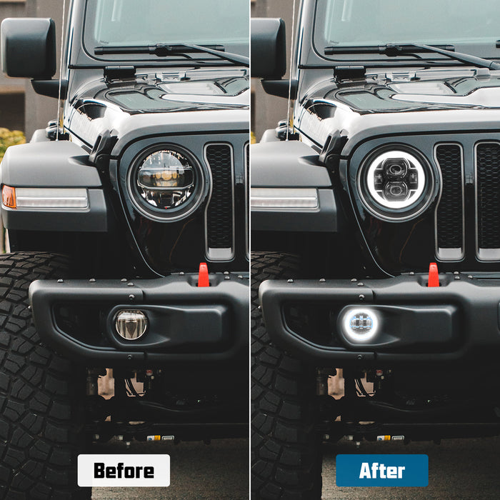 Jeep Wrangler 4" LED Fog Lights with DRL & Amber Turn Signal for JL JLU JT Gladiator (2pcs/set)