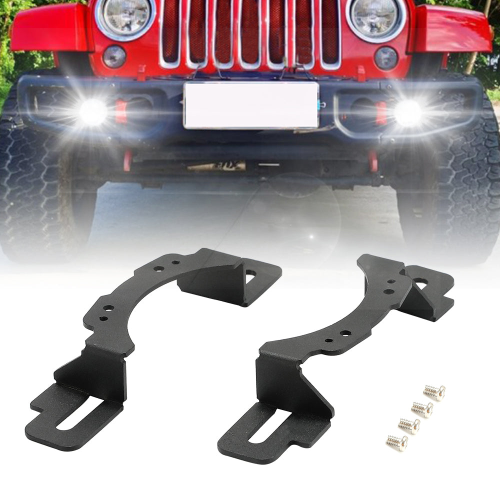 4" LED Fog Light Mounting Brackets for Jeep JK Hard Rock & JT